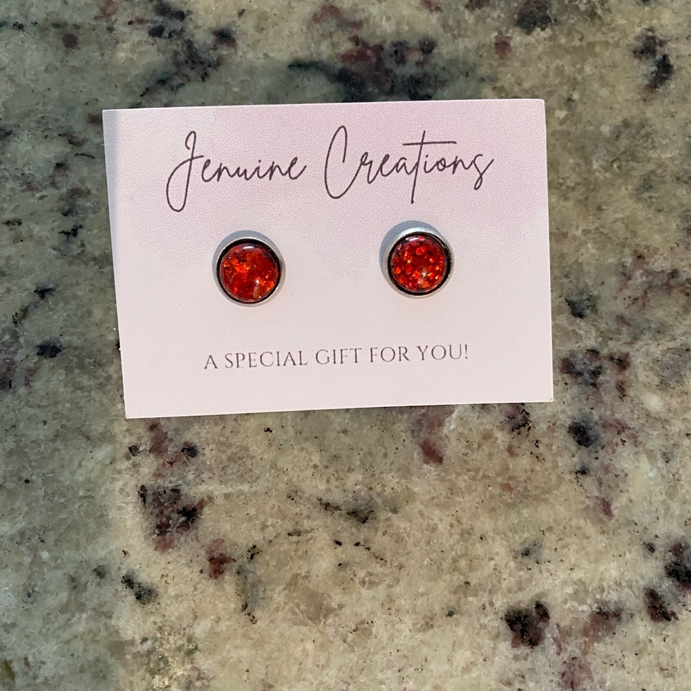 Red sparkle stud earrings